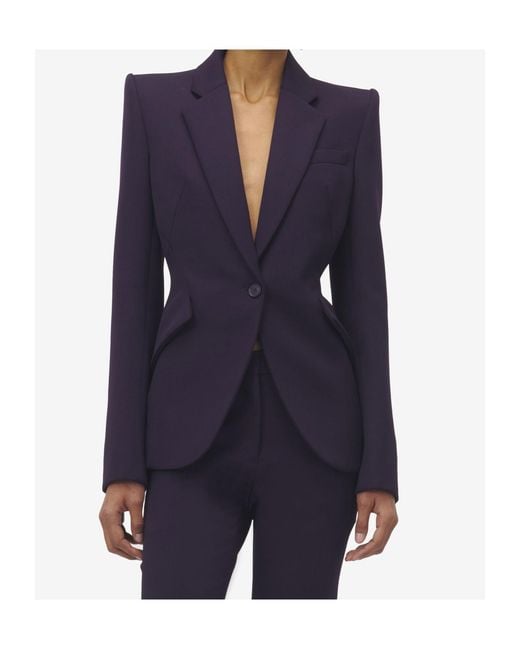 Alexander McQueen Blue Single-Breasted Blazer