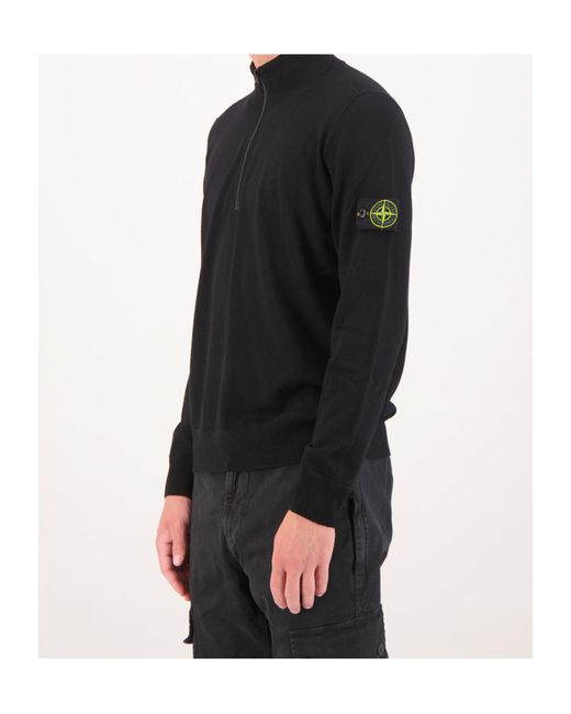 Stone Island Black Logo Patch High Neck Jumper for men