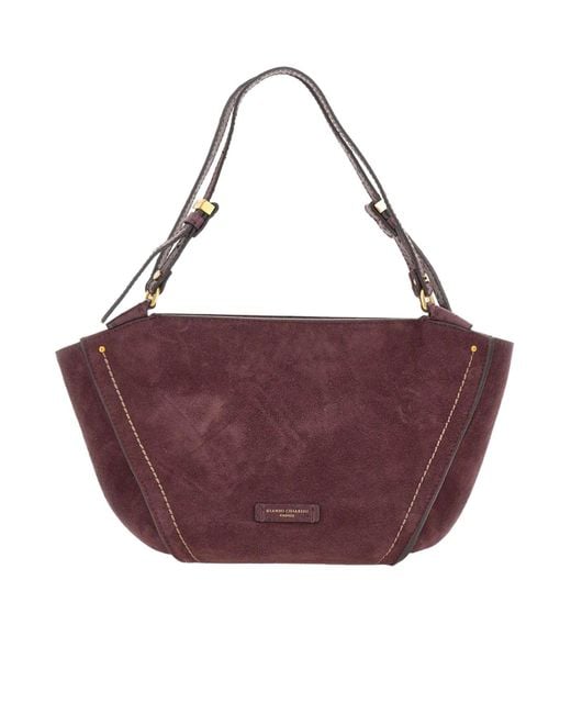 Gianni Chiarini Purple Bloom Stitch Detail Shoulder Bag