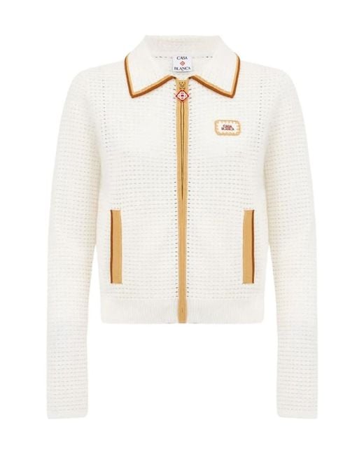 Casablanca White Piping-Detail Collared Jacket