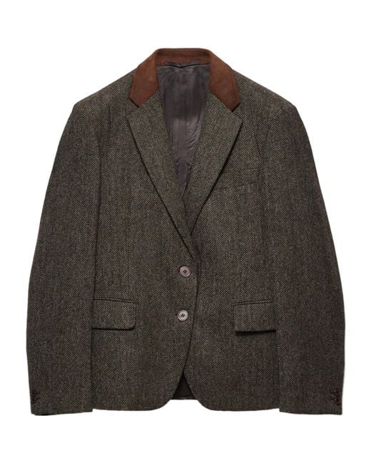 Prada Brown Single-Breasted Chevron Jacket