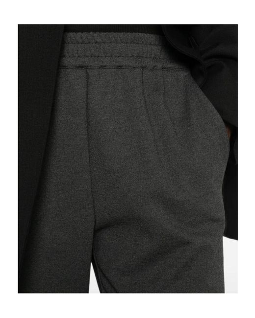 Pinko Gray Elasticated-Waistband Straight-Leg Trousers