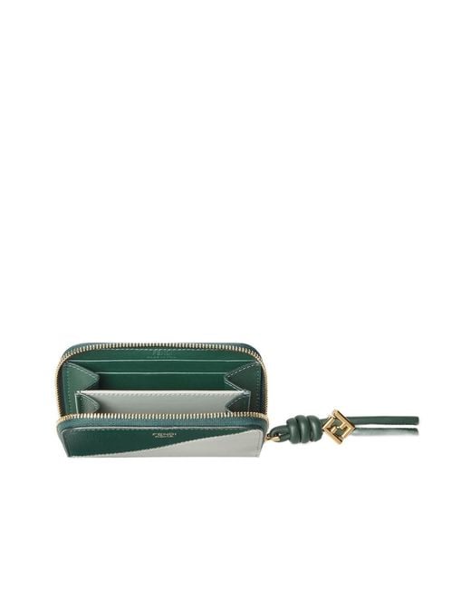 Fendi Green Ff Diamonds Zip Around Mini