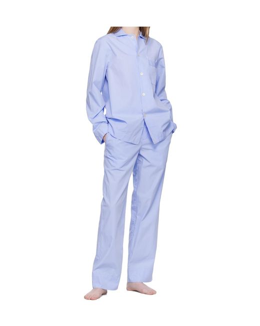 Tekla Blue Long-Sleeved Pajama Shirt