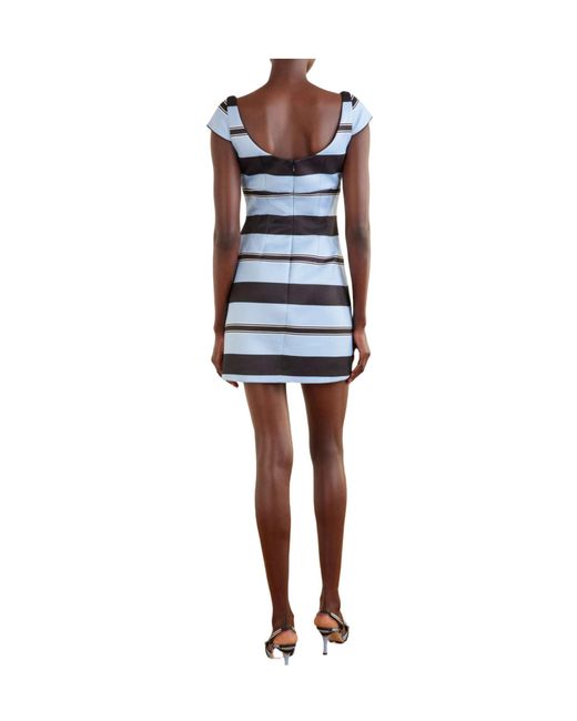 Emilia Wickstead Blue Eloise Striped Taffeta-Faille Mini Dress