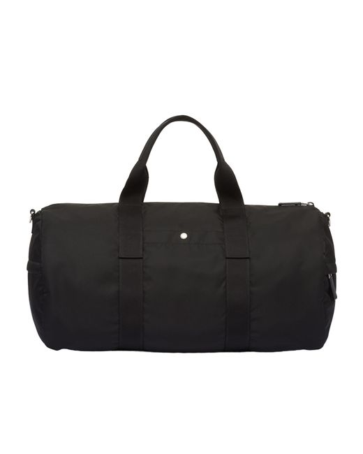 Prada Black Logo Plaque Zip-Up Duffle Bag for men