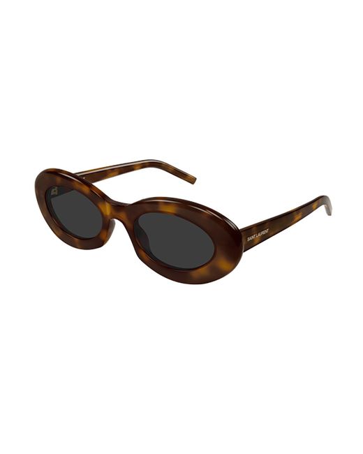 Saint Laurent Brown Eyewear Oval Frame Sunglasses
