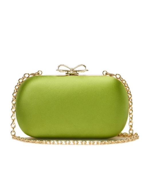 Self-Portrait Green Bow Chain Clutch Bag