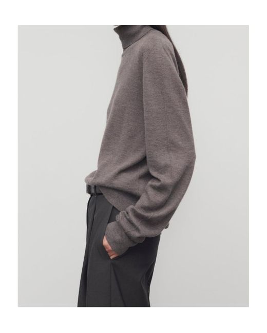 The Row Brown Lizzy High Neck Sweater