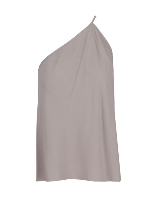 Rick Owens Gray One-Shoulder Slip Top