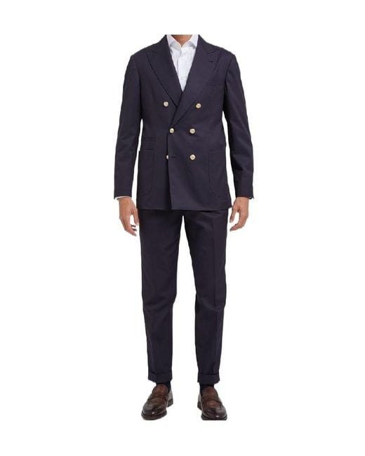 Brunello Cucinelli Blue Long-Sleeved Suit for men