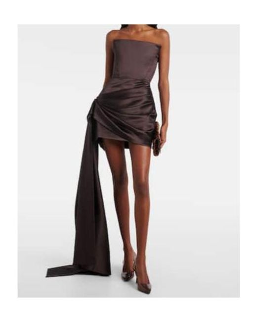 Alex Perry Black Draped Satin Bustier Dress