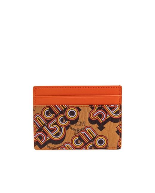 MCM Orange Printed Card Holder