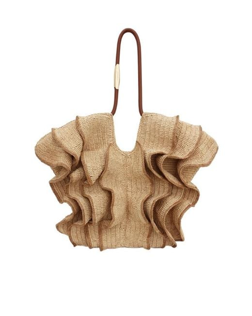 Zimmermann Natural Goldentime Medium Ruffle Tote