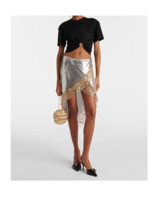 Rabanne Gray Chainmail Asymmetric Midi Skirt