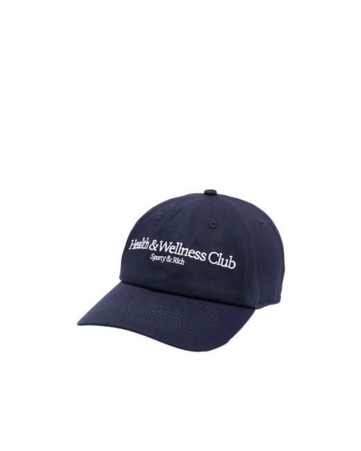 Sporty & Rich Blue Logo Embroidered Curved Peak Cap
