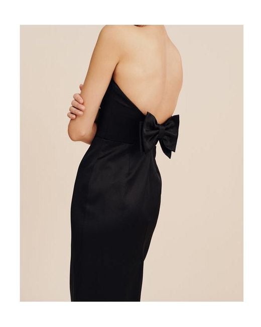 Posse Black Strapless Bow Detail Midi Dress