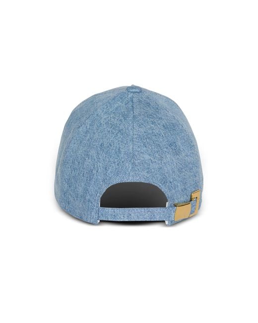 Balmain Blue Logo Detailed Denim Cap for men