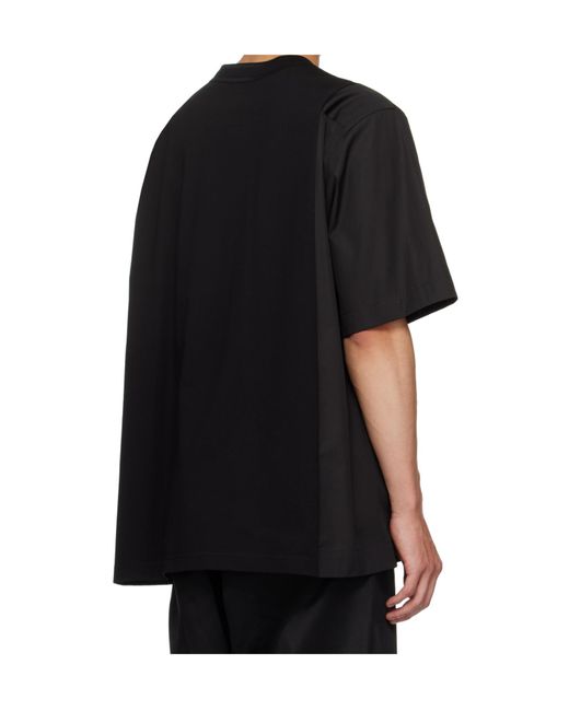 Sacai Black Crew Neck Short Sleeve T-Shirt for men