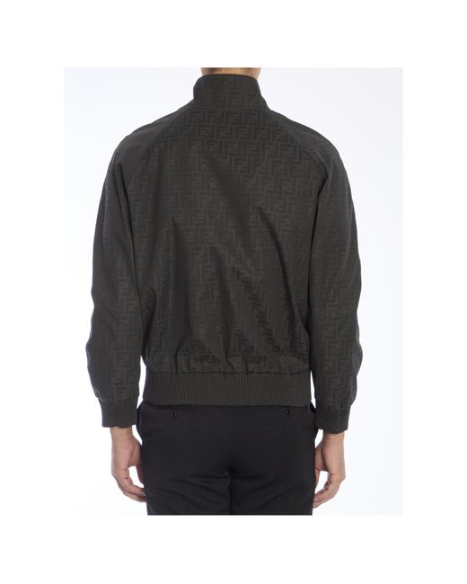 Fendi Black Monogrammed Zip-Up Jacket for men