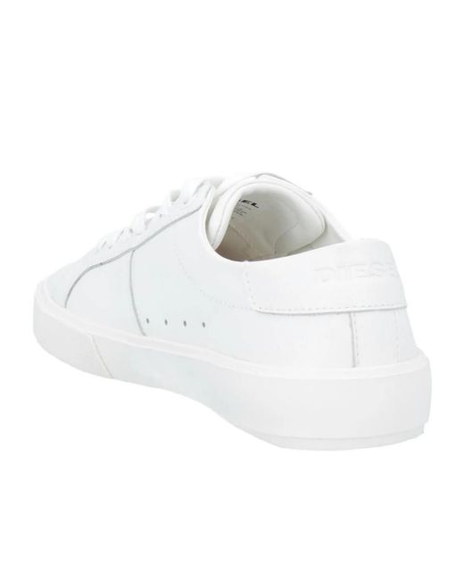 DIESEL White Lace-Up Design Sneakers