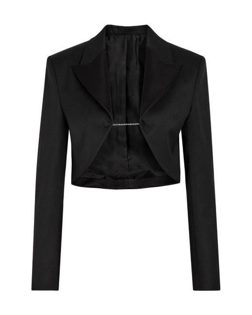 Alaïa Black Cropped Silk And Stretch-Wool Jacket