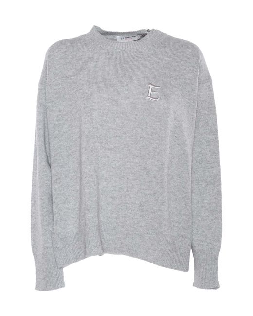 Ermanno Scervino Gray Long-Sleeved Sweater
