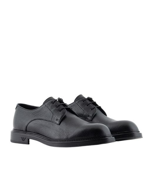 Emporio Armani Black Leather Shoes for men