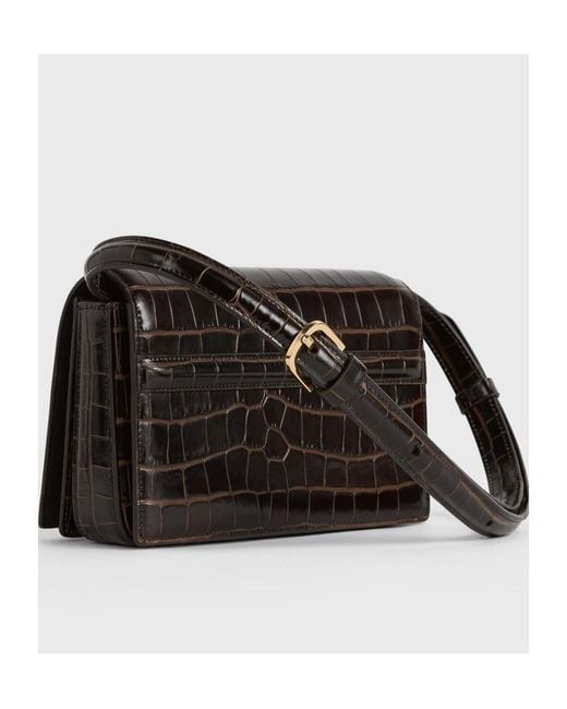 Totême Black Totême T-Flap Embossed Crossbody Bag