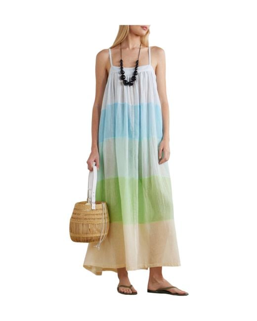 Lemlem Blue Cotton-Gauze Midi Dress