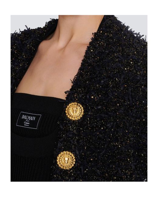 Balmain Black Tweed Buttoned Jacket