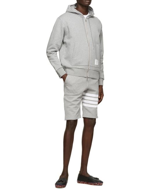 Thom Browne Gray Bar Bermuda Shorts for men
