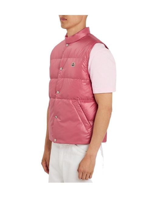 Moncler Pink Casual Down Vest for men
