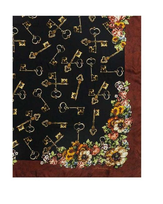 Dolce & Gabbana Black Printed Silk Scarf