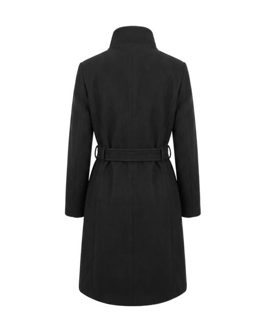 Pinko Black Belted Button-Down Coat