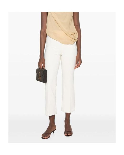 Elisabetta Franchi White Cropped Logo-Plaque Trousers