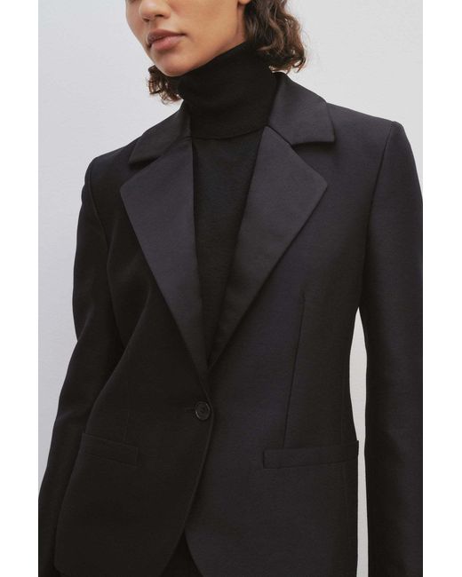 The Row Black Single-Breasted Wool Blazer