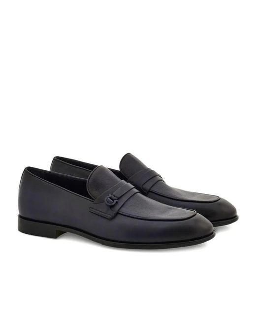 Ferragamo Blue Loafer With Gancini Ornament for men