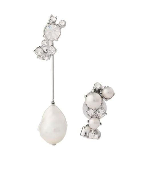 Givenchy White Embellished Asymmetric Earrings