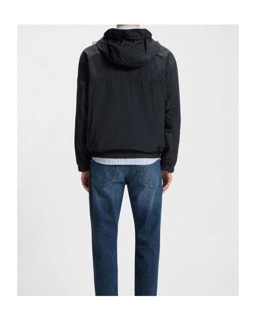 Boss Blue Logo-Patch Hooded Jacket for men