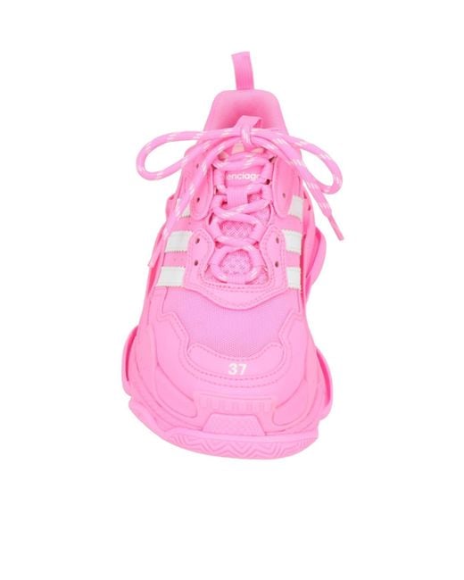 Balenciaga Pink Thick-Soled Lace-Up Sneakers