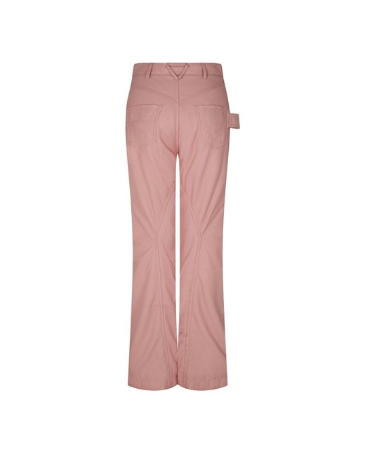 Bottega Veneta Pink Casual Straight-Leg Leather Pants