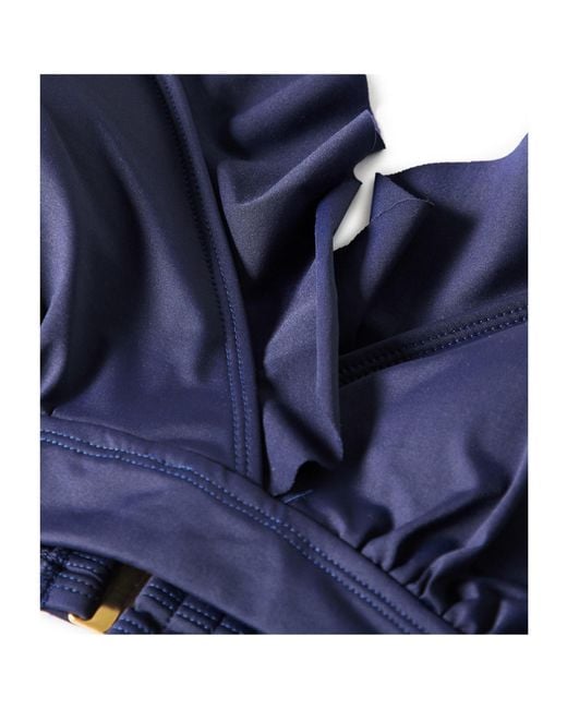 Ralph Lauren Blue V-Neck Ruffled Short Top