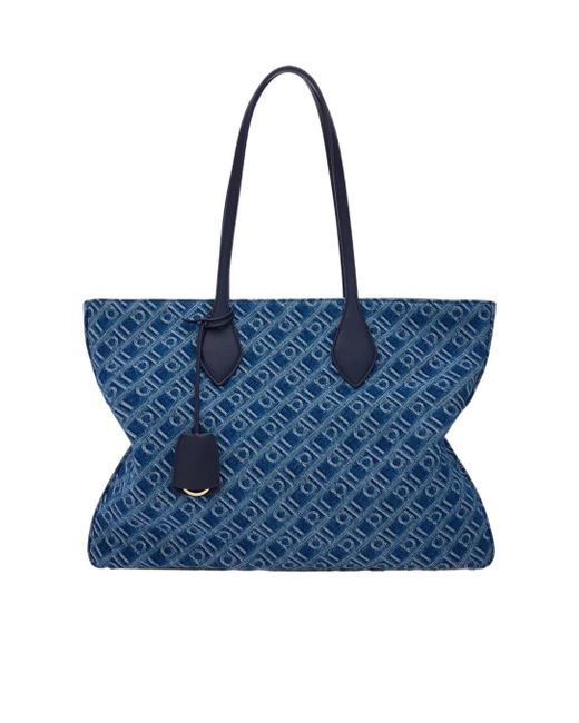 Ferragamo Blue Ferragamo Monogram Tote Bag (L)