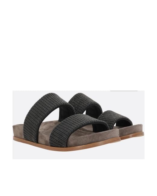 Brunello Cucinelli Multicolor Precious Strap Slides