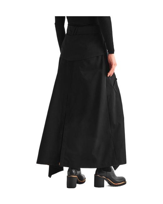 Burberry Black Irregular Asymmetrical Midi Skirt