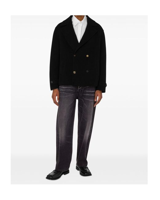 Moschino Black Double-Breasted Coat for men