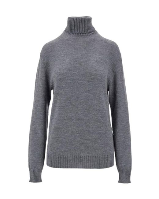 Jil Sander Gray Long-Sleeved High-Neck Sweater