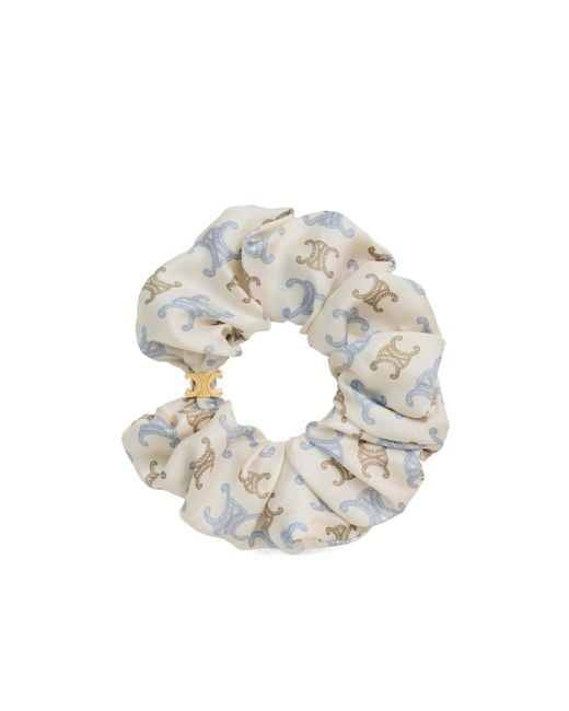 Céline White Triomphe Couture Scrunchy