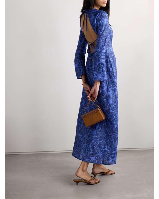 Zimmermann Blue Paisley Print Backless Dress